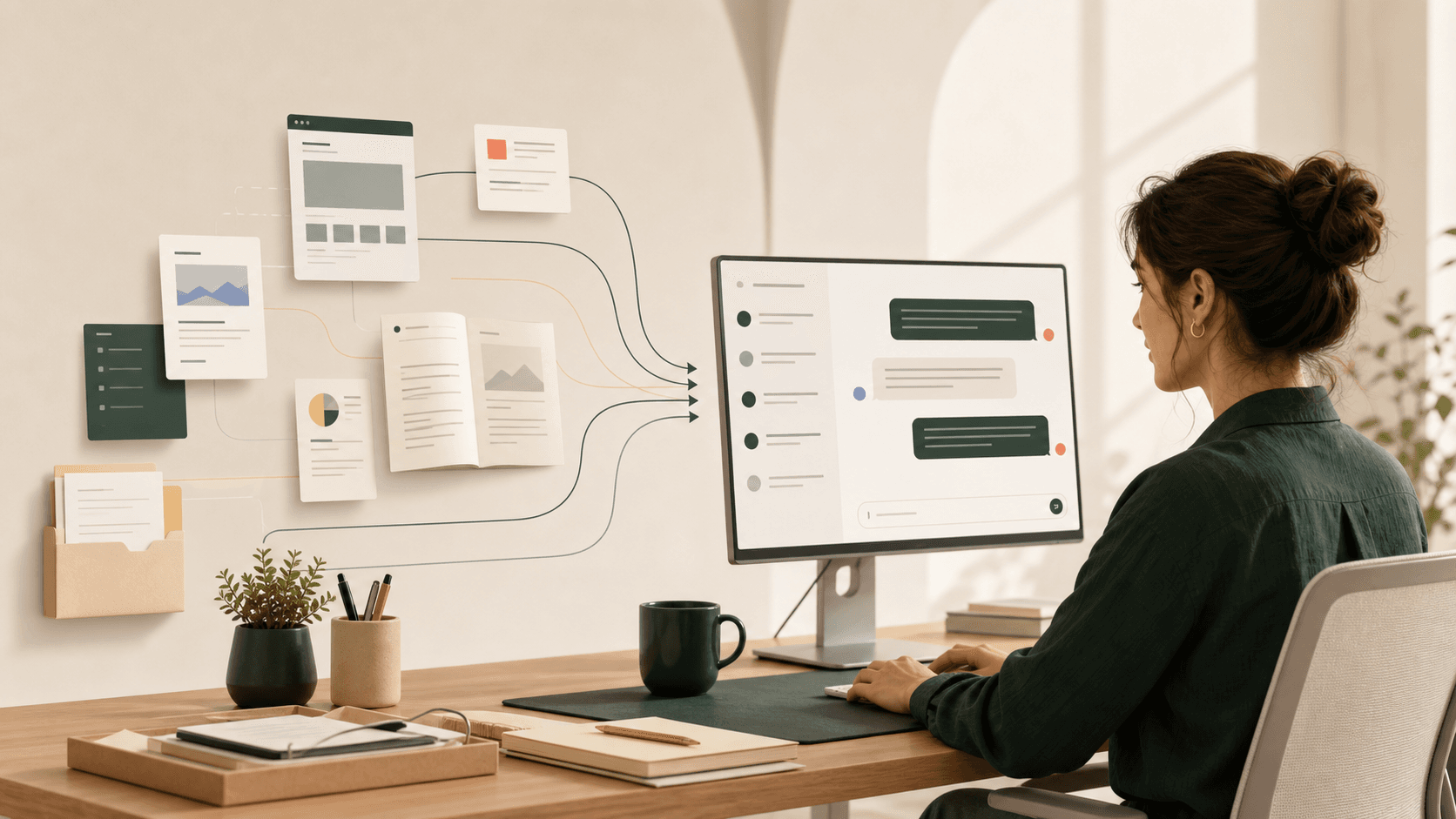A support operator reviewing customer conversations connected to product documentation